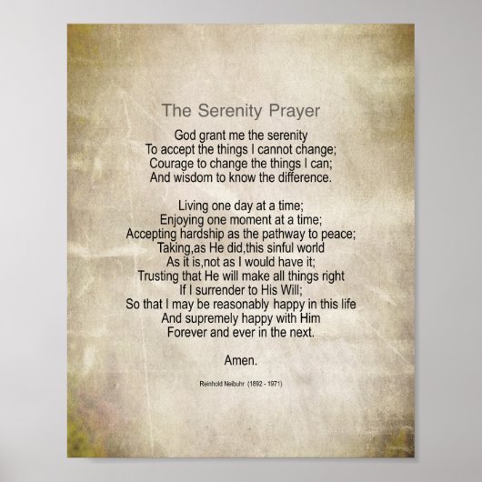 Poster Serenity Prayer Quote Vintage Style Sepia  (Devant)