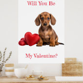 Poster Serez-Vous Mon Coeur De Chiot Valentin Dachshund (Cuisine)