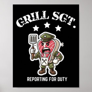 Poster Sergent de grillade Barbecue drôle de cuisine en p