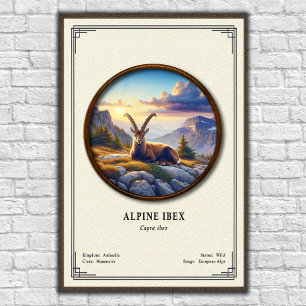 Poster Série de zoologie du bouquetin des Alpes