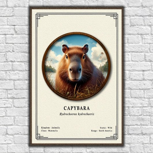 Poster Série de zoologie du capybara