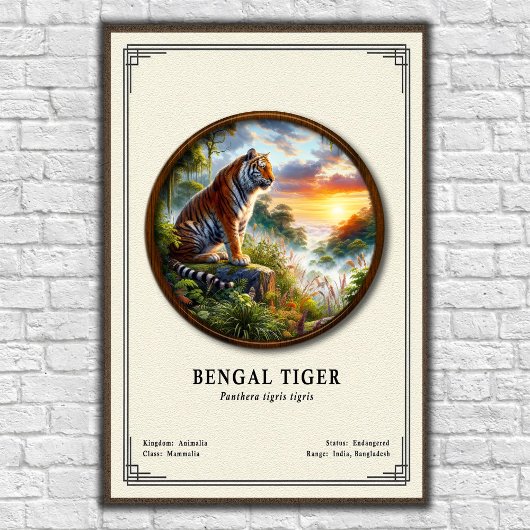 Poster Série de zoologie du tigre du Bengale