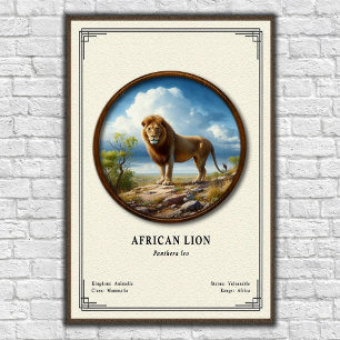 Poster Série de zoologie sur le lion africain