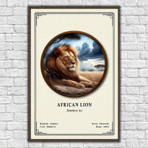 Poster Série de zoologie sur le lion africain