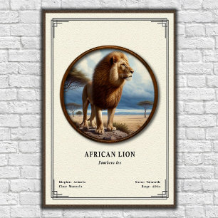 Poster Série de zoologie sur le lion africain