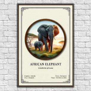 Poster Série de zoologie sur les éléphants d'Afrique