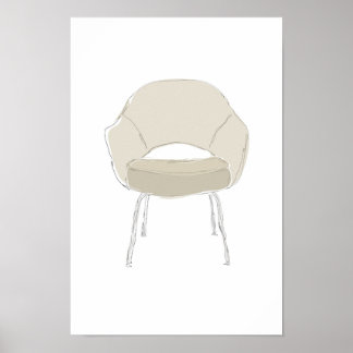 Poster Série S de Saarinen chaise gribouillage vectoriel