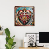 Poster Série Steampunk Cœur de Grenade Rubis (Bureau à domicile)