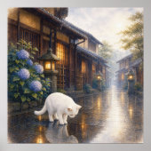 Poster series_2_9|Square Puddle Reflection White Cat Art (Devant)