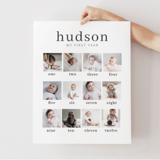 Poster Serif 1ère année 12 Photo Collage avec Months Post