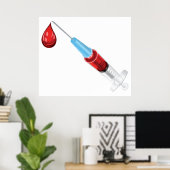 Poster Seringue de sang avec une goutte rouge (Bureau à domicile)