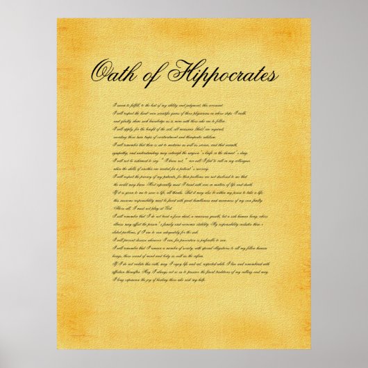 Poster Serment d'Hippocrates, parchemin de toile (Devant)