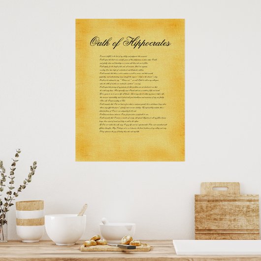 Poster Serment d'Hippocrates, parchemin de toile (Cuisine)