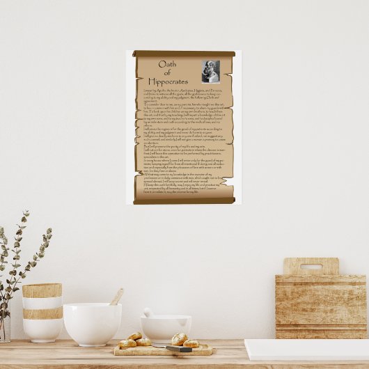 Poster serment du médecin des hippocrates (Cuisine)