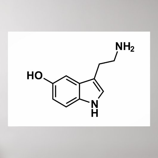 Poster sérotonine formule chimique éléments du symbole sc (Devant)