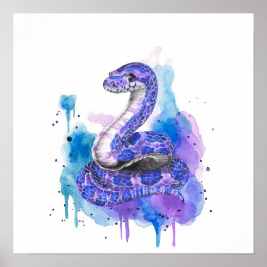 Poster Serpent aquarelle coloré (Devant)