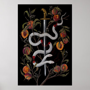 Poster Serpent avec Épée et Pêches Dark Academia - Impres