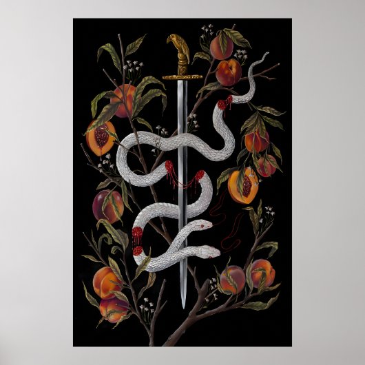 Poster Serpent avec Épée et Pêches Dark Academia - Impres (Devant)