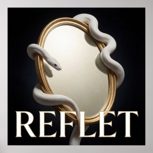 Poster Serpent Blanc Miroir Doré Mode (Devant)