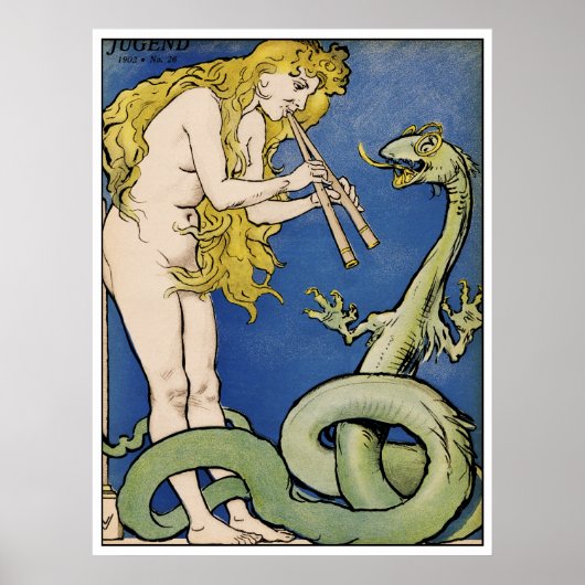 Poster Serpent Charmer - Art Nouveau Vintage (Devant)
