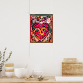 Poster Serpent, coeur et Roses mort Valentine (Cuisine)