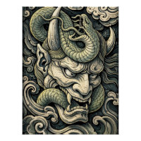 Serpent Démon Cornu Féroce Pop Art Tempête