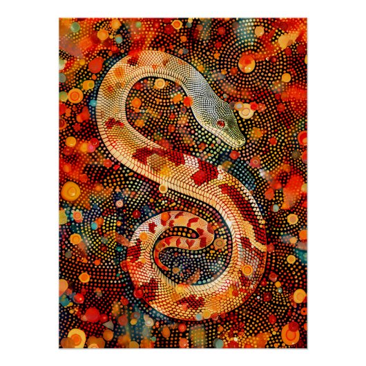 Poster Serpent en Art Dot Aborigène (Devant)