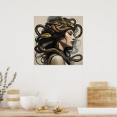 Poster Serpent femme art (Cuisine)