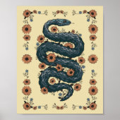 Poster Serpent floral (bleu) (Devant)
