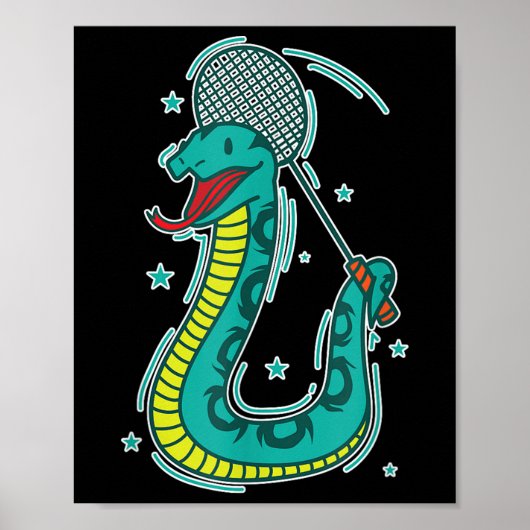 Poster Serpent joue Badminton (Devant)