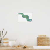 Poster Serpent maya turquoise et or (Cuisine)