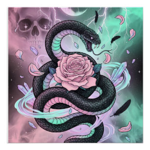 Poster Serpent & Rose Goth Pastel