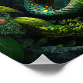 Poster Serpent vert dans la forêt pluviale (Coin)