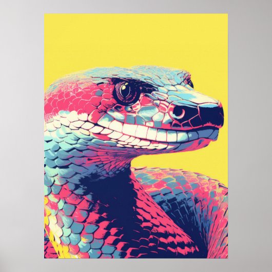 Poster Serpent Vibrant : Serpent Pop Art (Devant)