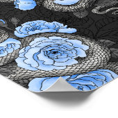 Poster Serpents et roses bleus (Coin)