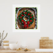 Poster Serre de Noël festive à la porte en bois (Cuisine)