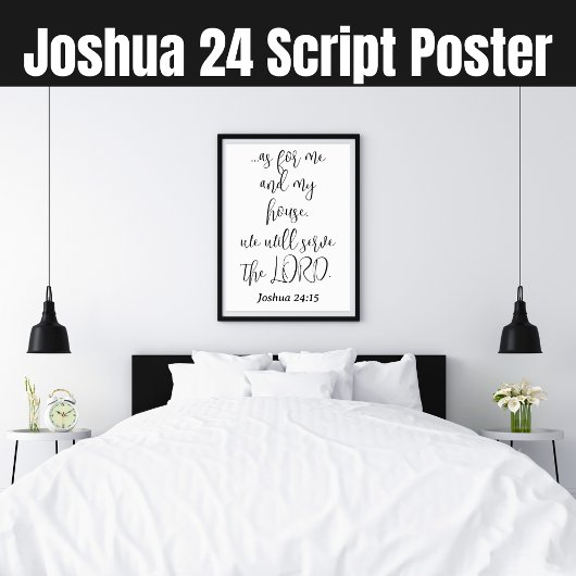 Poster Serve the Lord KJV Bible Verse Joshua 24 Script