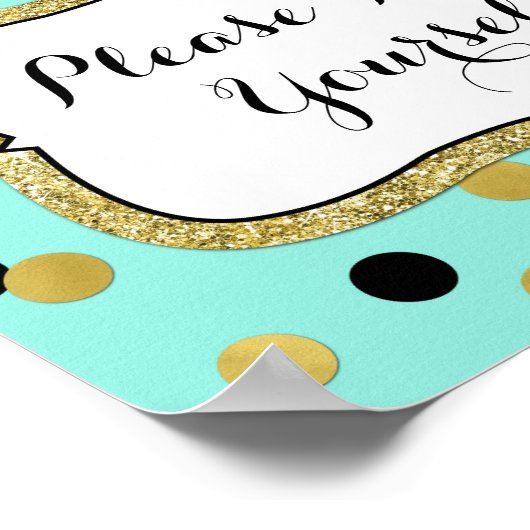 Poster Servez-Vous S'il Vous Plaît Confettis Noir Bleu Or (Coin)