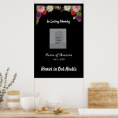 Poster Service commémoratif élégante frontière florale et (Cuisine)