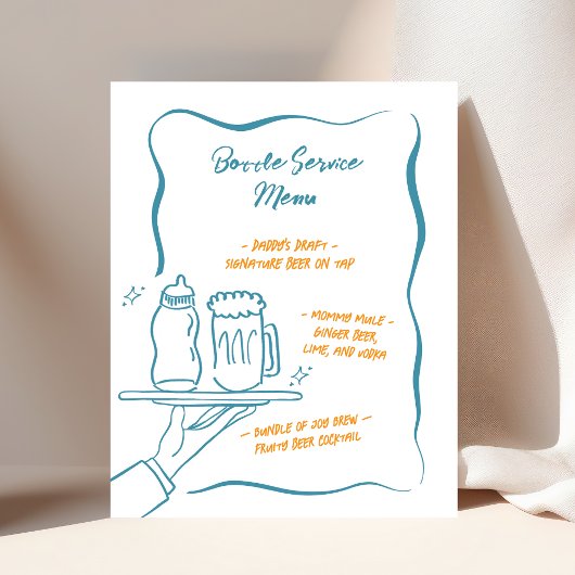 Poster Service de bouteilles de Whimsical Baby shower Bar