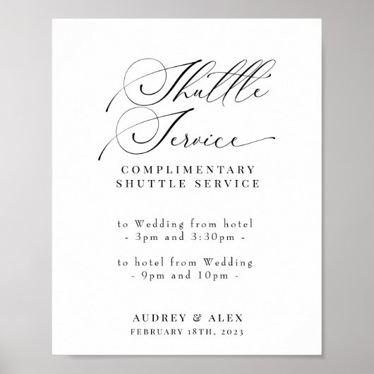 Poster Service de navette mariage Signé Moderne Élégant (Devant)