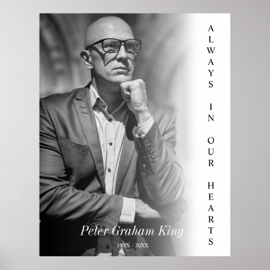 Poster Service de souvenir funéraire Photo en noir et bla (Devant)