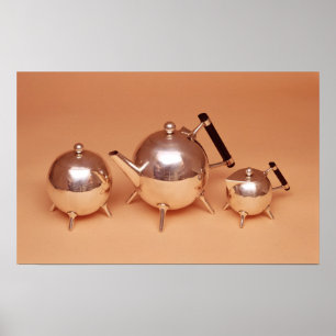 Poster Service de thé avec dorures