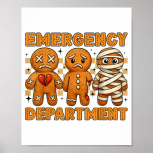 Poster Service des urgences de Noël en pain d'épices Infi