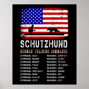 Poster Service Dog Schutzhund Commandes d'entraînement al