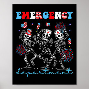 Poster Service d'urgence Skeleton Danser Er Nurse 4e