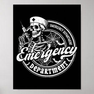 Poster Service d'urgence Skeleton Er Nurse Halloween 2