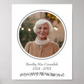 Poster Service funéraire commémoratif de photo ronde mini (Devant)