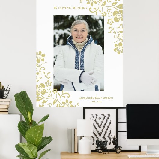 Poster Service funéraire Floral Gold Classic Cher une pho (Bureau à domicile)