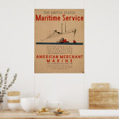 Poster Service Maritime Grand Navire Avec Tubercules WPA (Cuisine)